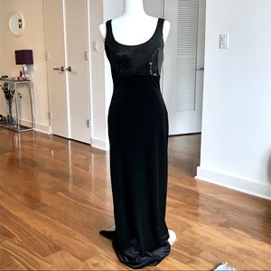 Velvet and Sequin Floor Length Dress